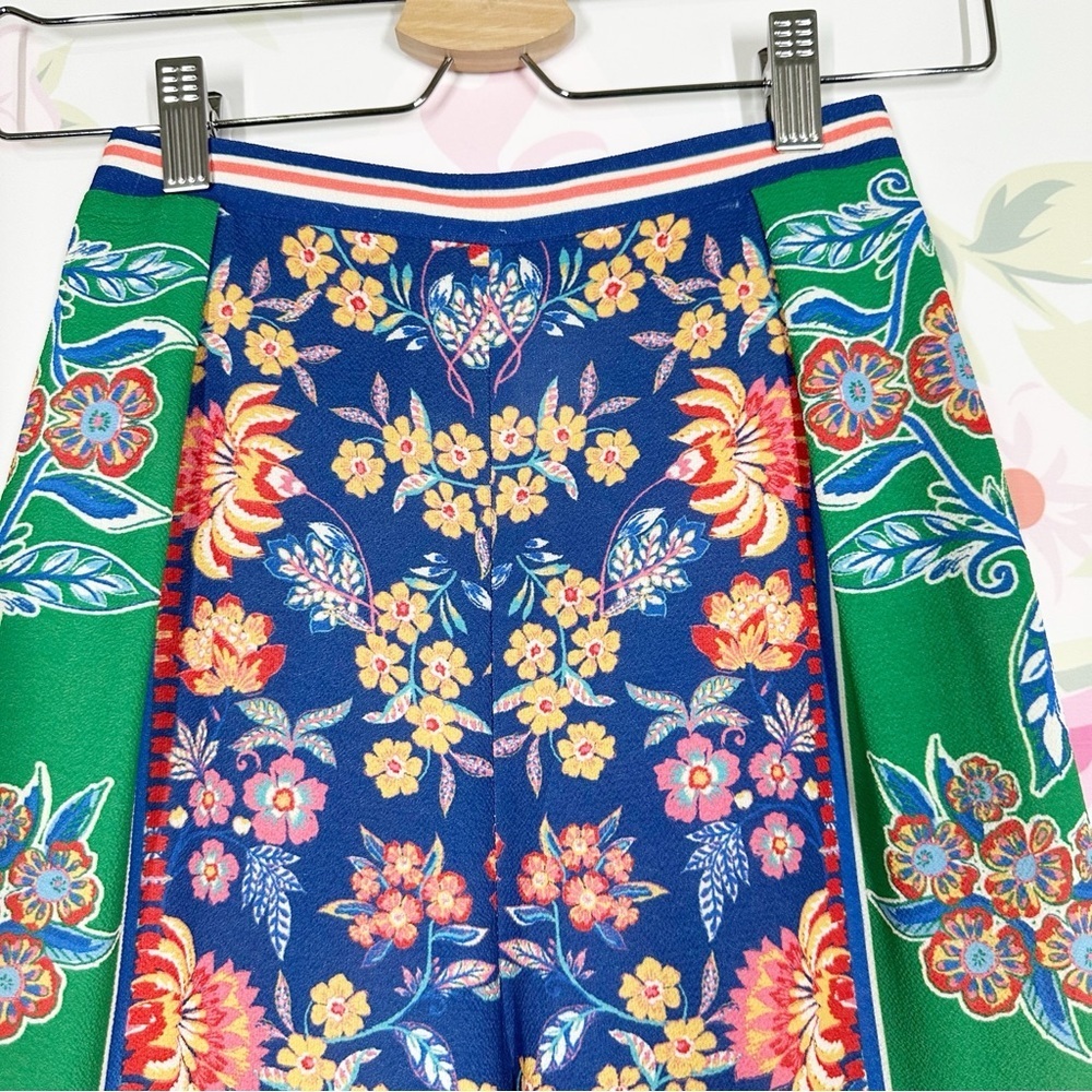 Flying Tomato Bohemian Blue and Cream Floral Wide Leg Pants S - Picture 2 of 6